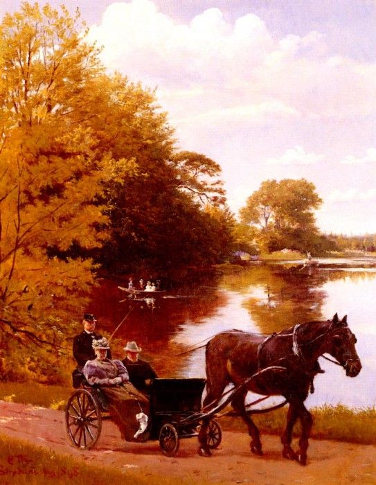 Thomsen Carl Christian Frederik Jacob An afternoon At The Lake. ,  