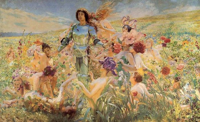 Rochegrosse The Knight of the Flowers. Rochegrosse,  