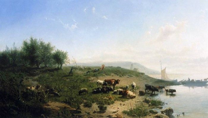 Haas de Leonardus Cattle at the side of the Rijn Sun. , De 