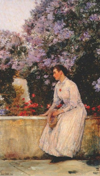 hassam in the garden c1888-9. , 