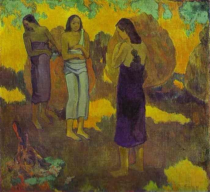 Gauguin - Three Tahitian Women Against A Yellow Background. , 