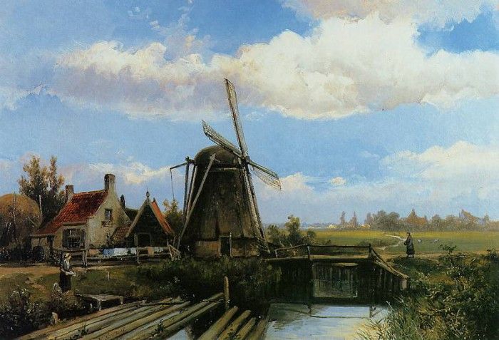 Koekkoek Willem Mill in summer polderlandscape Sun. Koekkoek 