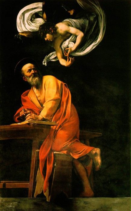 Caravaggio The inspiration of St Matthew, 1602, Contarelli C. ,   