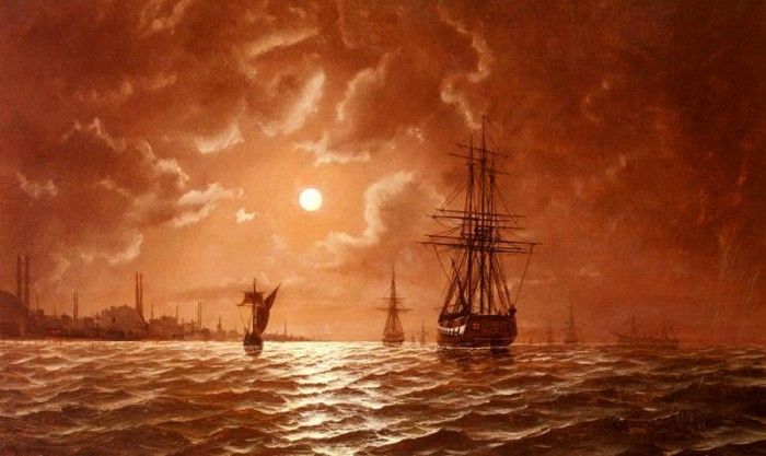Hoyer Edward Moonlight Over The Bosphorus, Constantinople. , 