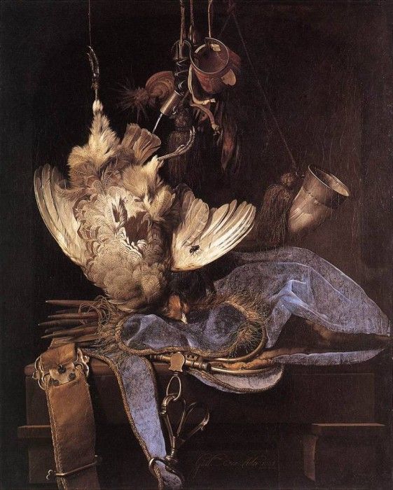 AELST Willem Van Still Life With Hunting Equipment And Dead Birds. Aelst,  