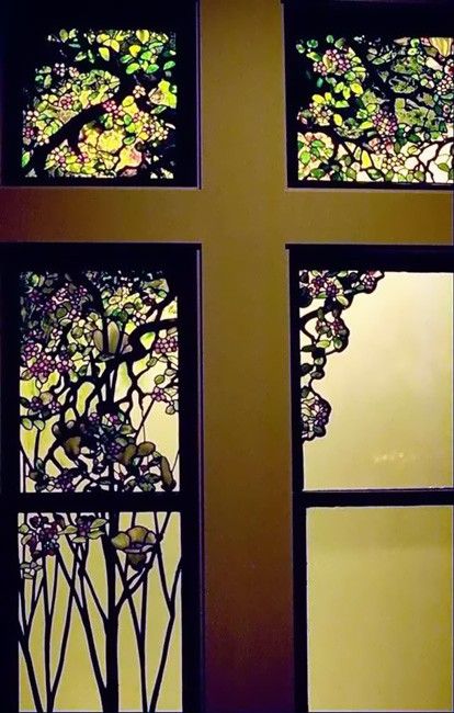 Tiffany Apple Blossom and Magnolia Window. ,  