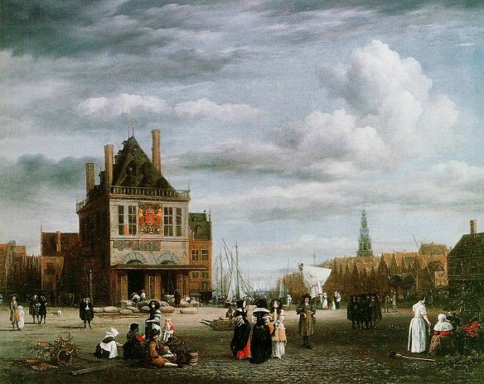 Ruisdael van Jacob View on the Dam and Damrak in Amsterdam Sun. ,  