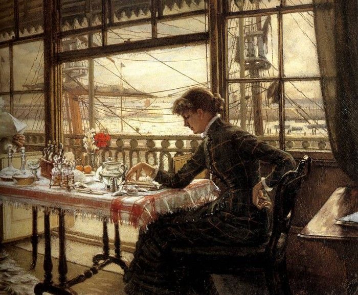 Room Overlooking the Harbour. Tissot Jacques Joseph