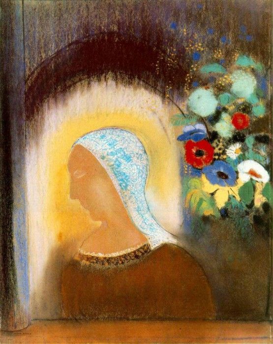 Redon Profile and flowers, 1912  Pastel on paper, 70.2 x 55.. , 