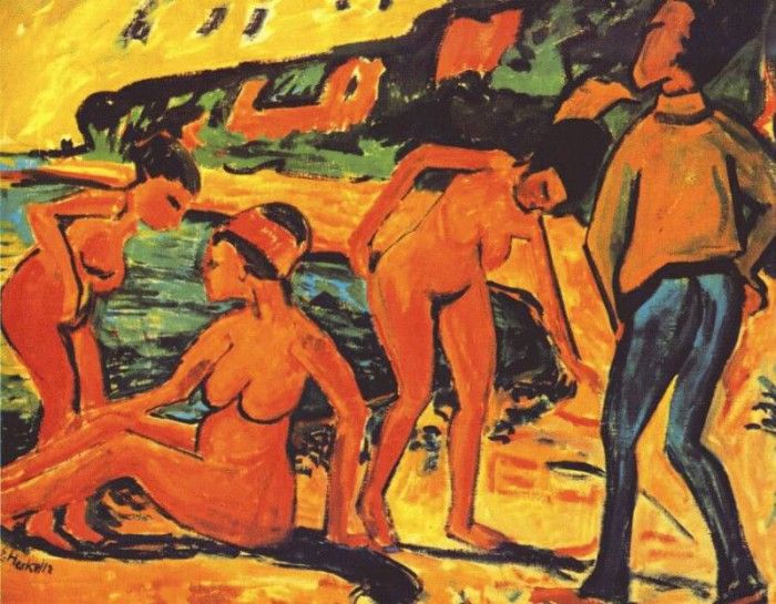 heckel seaside scene (bathing women) 1912. Heckel, ����