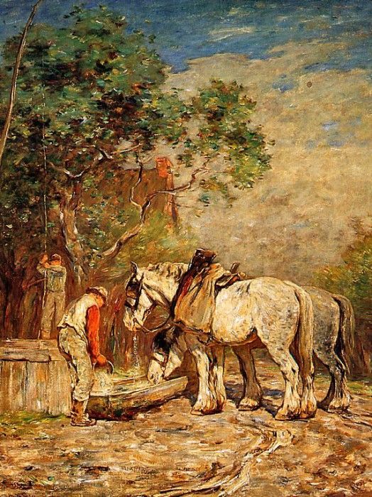 Horatio Walker - Chevaux a LAbreuvoir, De. , 