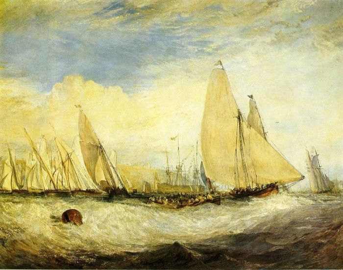 Turner Joseph Mallord William East Cowes Castle the seat of J. Nash Esq. the Regatta beating to windward. ,   
