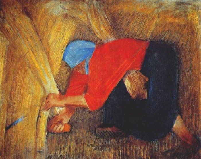 pakhomov a woman reaping (harvest time) 1928. 