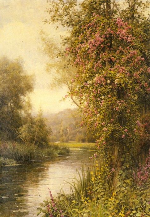 Knight Louis Aston A Flowering Vine Along A Winding Stream. , Louis Aston