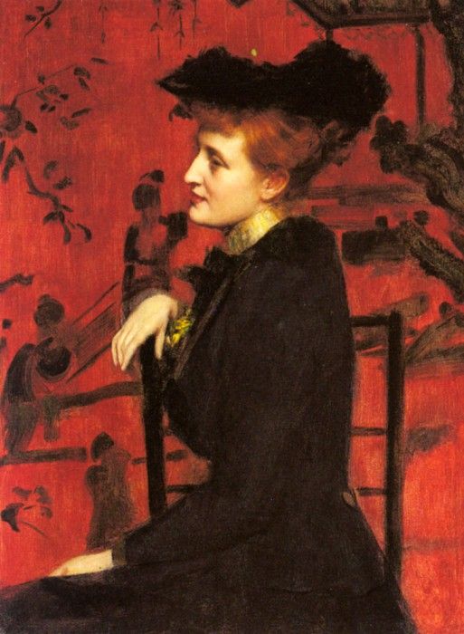Hudson Henry John Portrait Of A Woman With A Black Hat. ,  