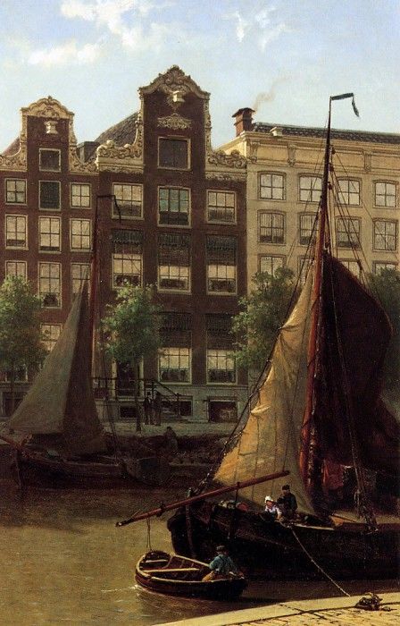 Greive jr Johan Conrad View on the Ouwezijde Voorburgwal Sun. Greive  