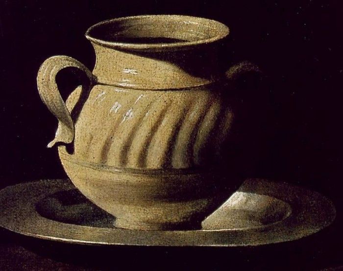 Zurbaran Still Life with Pottery Jars, detail, Prado. ,  