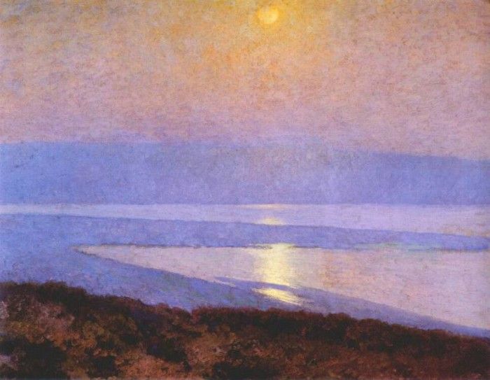 braun moonrise over san diego bay 1915. , 