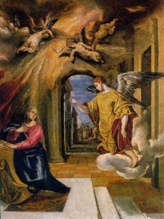 El Greco The annunciation Paint on board  (49 x 37 cm) Museo. , -