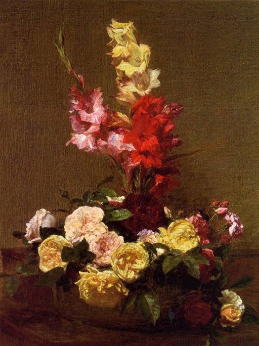 Fantin Latour Henri Gladiolas and Roses. -, ---