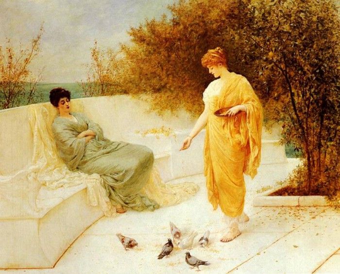 Schafer Henry Thomas Feeding Doves. ,  