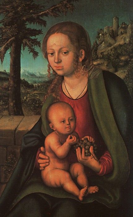 Cranach d.a. The Madonna with the Bunch of Grapes.. ,  