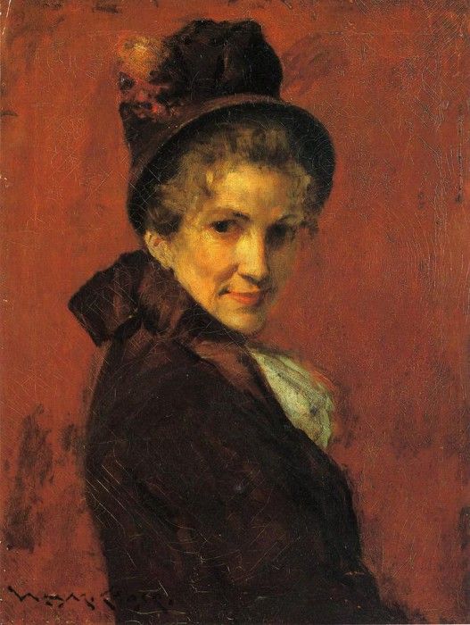 Chase William Merritt Portrait of a Woman (black bonnet). ,  