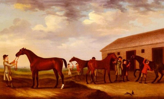 Sartorius Francis Four Racehorses Outside The Rubbing Down House Newmarket. , 