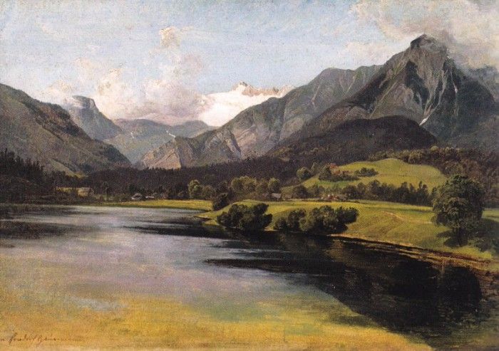 Der Altauseer See mit dem Dachstein. Gauermann, 