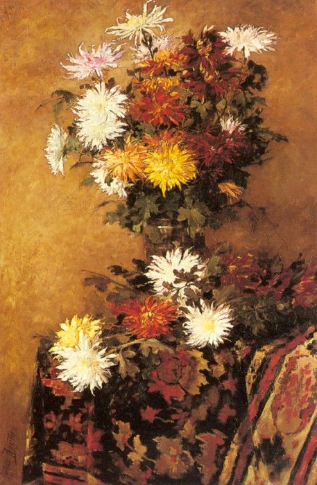 Ruytinx Alfred A Vase Of Chrysanthemums. Ruytinx, �������