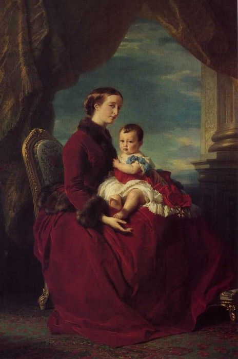 Winterhalter Franz Xavier The Empress Eugenie Holding Louis Napoleon the Prince Imperial on her K. ,  