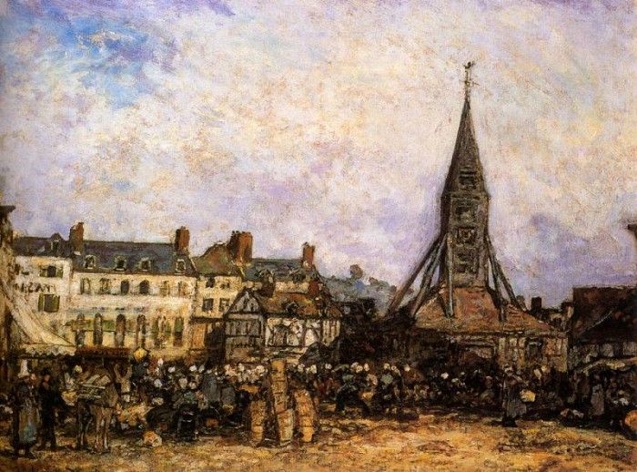 Jongkind Johan Barthold The Market At Sainte Catherine Honfleur. Jongkind,  