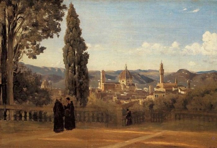 Corot Florence The Boboli Gardens. , --