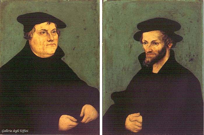 CRANACH Lucas the Elder Portraits Of Martin Luther And Philipp Melanchthon. ,  