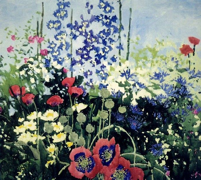 Claude A Simard - Garden with Poppies, De. Simard, Claude