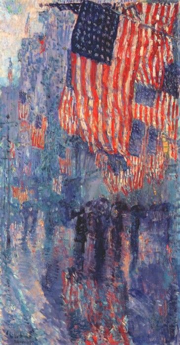 hassam the avenue in the rain 1917. , 