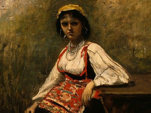 Corot Italian Girl, c. 1871-1872, Detalj 1, NG Washington. , --