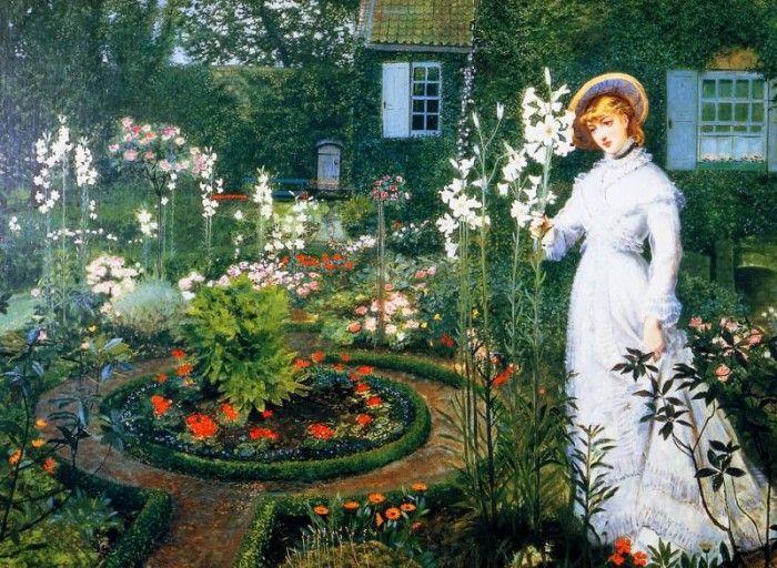 John Atkinson Grimshaw - Le jardin du pasteur, la reine des l.   