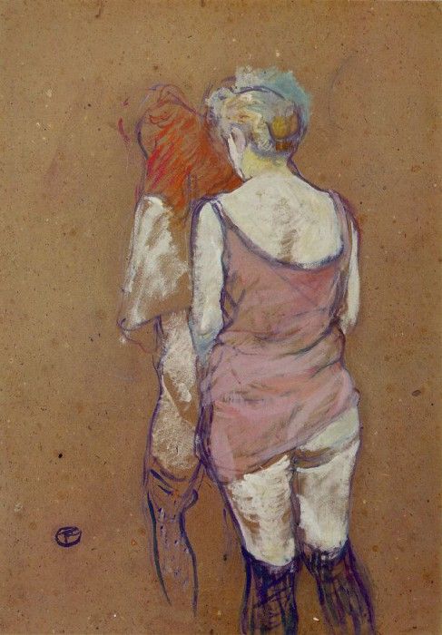 Toulouse-Lautrec Two Half-Naked Women Seen from behind in th. -,  