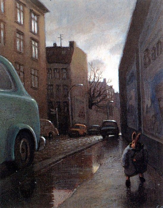 Sa32 Rabbit on a Rainy Street MichaelSowa sqs. , 