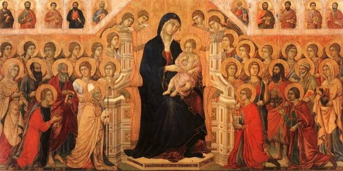 Duccio Madonna & Child Enthroned with Angels & Saints, Museo.   