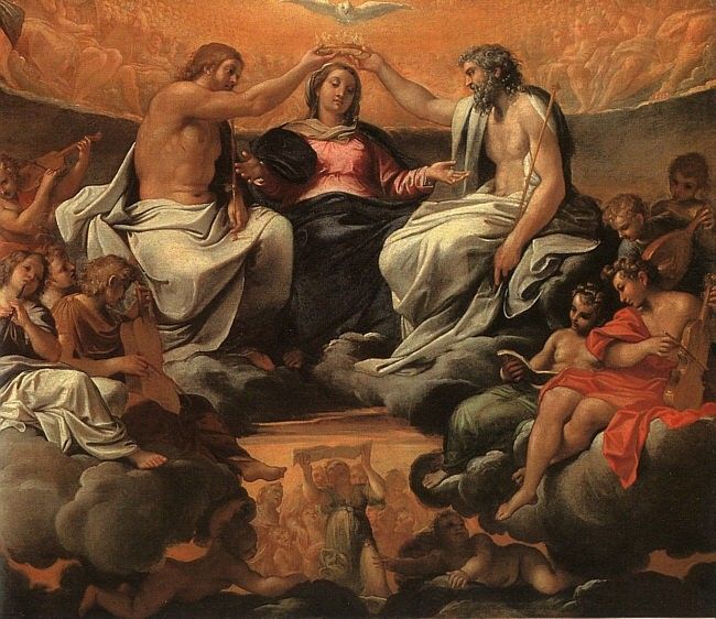 CARRACCI - THE CORONATION OF THE VIRGIN, OIL ON CANVAS. , 