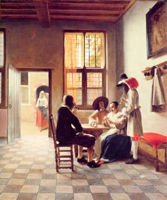 Card Players in a Sunlit Room. Hooch, Pieter De