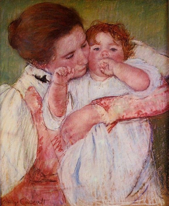 Cassatt Mary Little Ann Sucking Her Finger Embraced by Her Mother.  