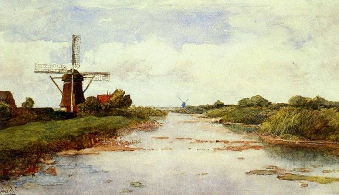 Gabriel Paul Joseph Constantine A Windmill Near Abscoude. ,   