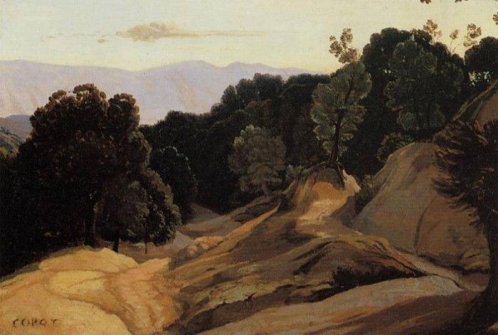 Corot Road through Wooded Mountains. , --