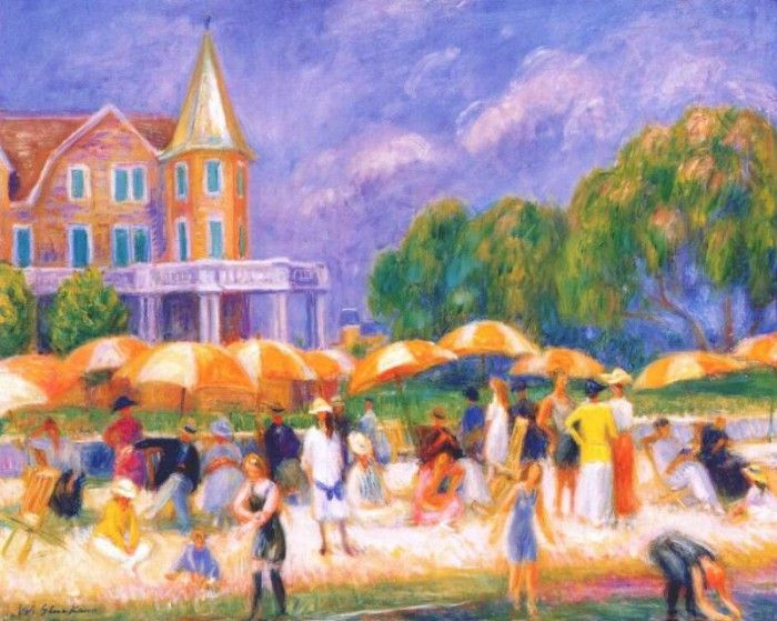 glackens beach umbrellas at blue point 1916. Glackens, 