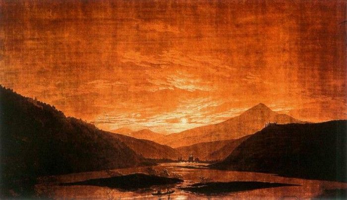 FRIEDRICH Caspar David Mountainous River Landscape. ,  