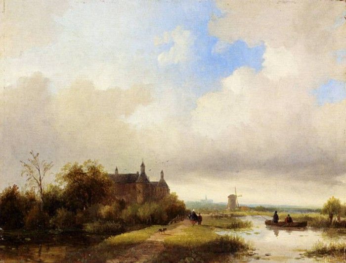 Spohler Jan Jacob Travellers On A Path Haarlem In The Distance. Spohler,   Coenraad