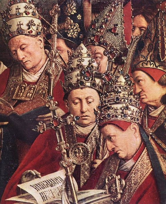 Eyck Jan van The Ghent Altarpiece Adoration of the Lamb detail bottom right. ,  